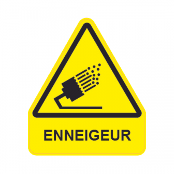 Panneau Triangle Sticker Danger Texte "Enneigeur" TRI-STI151-TX